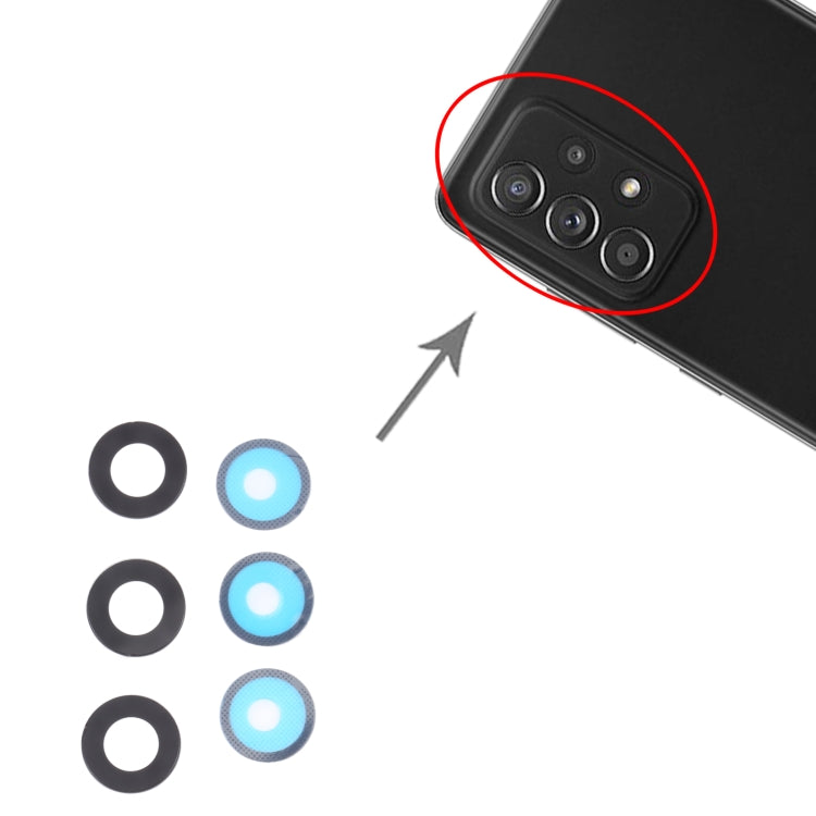 For Samsung Galaxy A52 SM-A525 10pcs Rear Camera Lens, For Samsung Galaxy A52