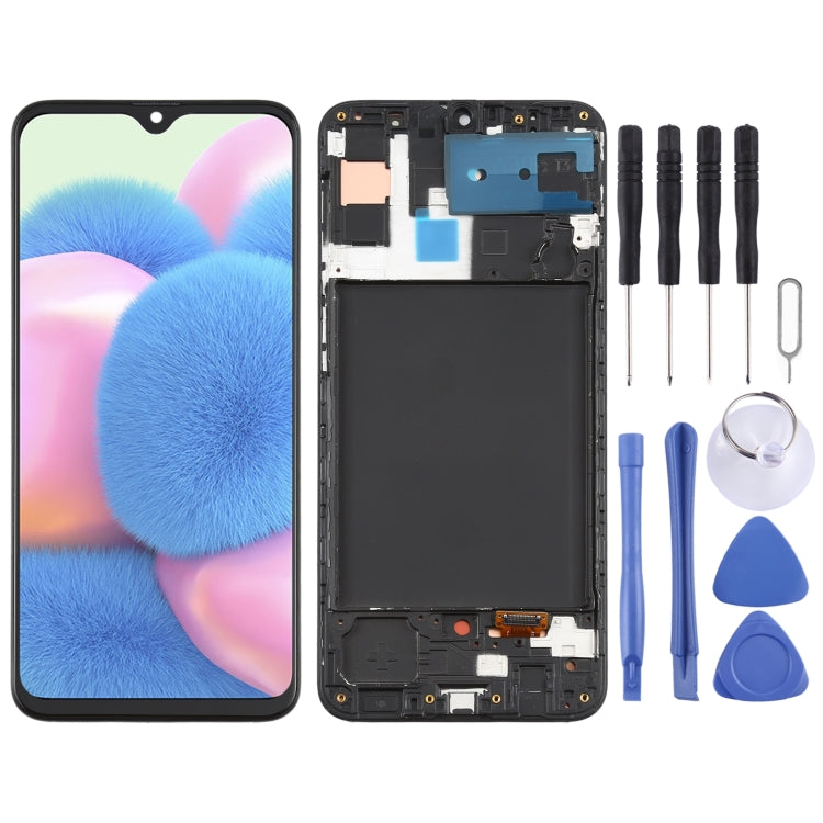 Schermo LCD originale in materiale Super AMOLED e digitalizzatore assemblaggio completo con cornice per Samsung Galaxy A30s, For Samsung Galaxy A30s(Original)