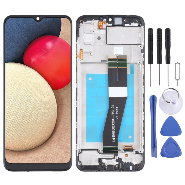 Original LCD Screen and Digitizer Full Assembly with Frame for Samsung Galaxy A02s SM-A025F (GA Version), For Samsung Galaxy A02s (GA Version)