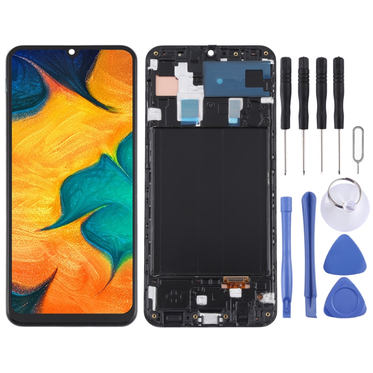 Original LCD Screen and Digitizer Full Assembly with Frame for Samsung Galaxy A30 SM-A305, For Samsung Galaxy A30(Original)