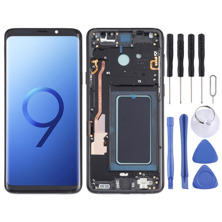 Schermo LCD in materiale OLED e digitalizzatore assemblaggio completo con cornice per Samsung Galaxy S9+ SM-G965, For Samsung Galaxy S9+(OLED Material), For Samsung Galaxy S9+(OLED)