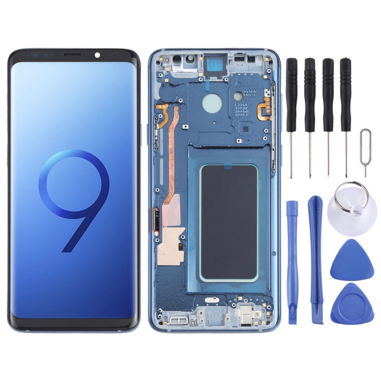 Schermo LCD in materiale OLED e digitalizzatore assemblaggio completo con cornice per Samsung Galaxy S9+ SM-G965, For Samsung Galaxy S9+(OLED Material), For Samsung Galaxy S9+(OLED)