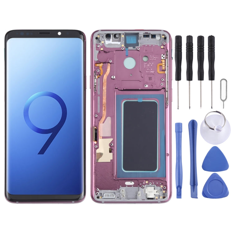 Schermo LCD in materiale OLED e digitalizzatore assemblaggio completo con cornice per Samsung Galaxy S9+ SM-G965, For Samsung Galaxy S9+(OLED Material), For Samsung Galaxy S9+(OLED)