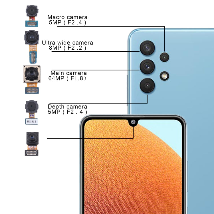 For Samsung Galaxy A32 SM-A325 Original Camera Set (Depth + Macro + Wide Angle + Main Camera + Front Camera), For Samsung Galaxy A32 (Original)