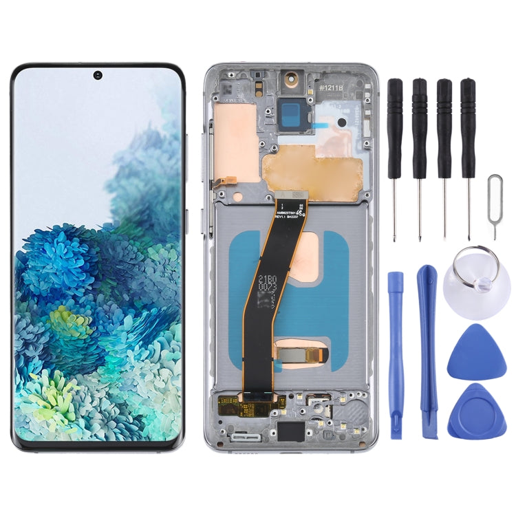 Schermo LCD OLED per Samsung Galaxy S20 SM-G980 Digitizer assemblaggio completo con cornice, For Samsung Galaxy S20