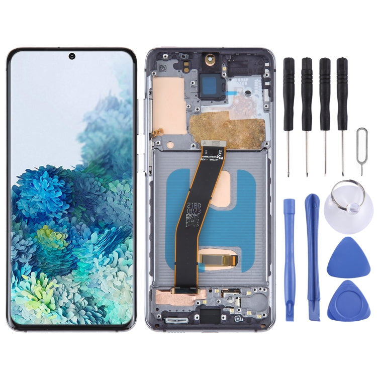 Schermo LCD in materiale OLED per Samsung Galaxy S20 SM-G980 Digitizer assemblaggio completo con cornice, For Samsung Galaxy S20