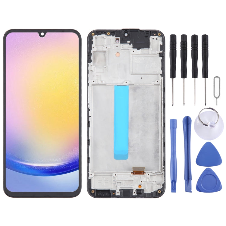 For Samsung Galaxy A25 SM-A256B 6.43 inch OLED LCD Screen Digitizer Full Assembly with Frame, For Samsung Galaxy A25 6.43 inch (OLED)