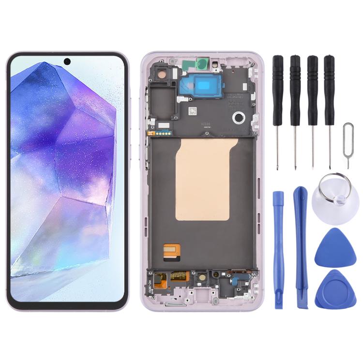 Schermo OLED LCD digitalizzatore completo con cornice per Samsung Galaxy A55 SM-A556B.