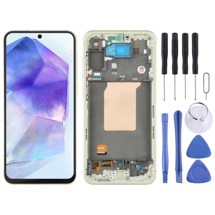 Schermo OLED LCD digitalizzatore completo con cornice per Samsung Galaxy A55 SM-A556B.
