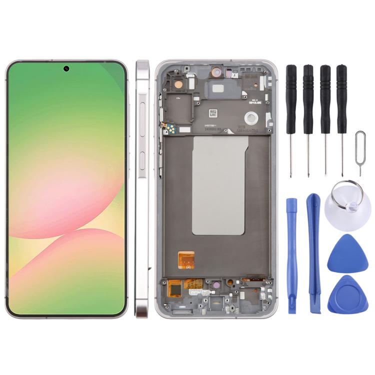 Schermo OLED LCD da 6,67 pollici con digitalizzatore e cornice per Samsung Galaxy A56 SM-A566B, assemblaggio completo., For Galaxy A56