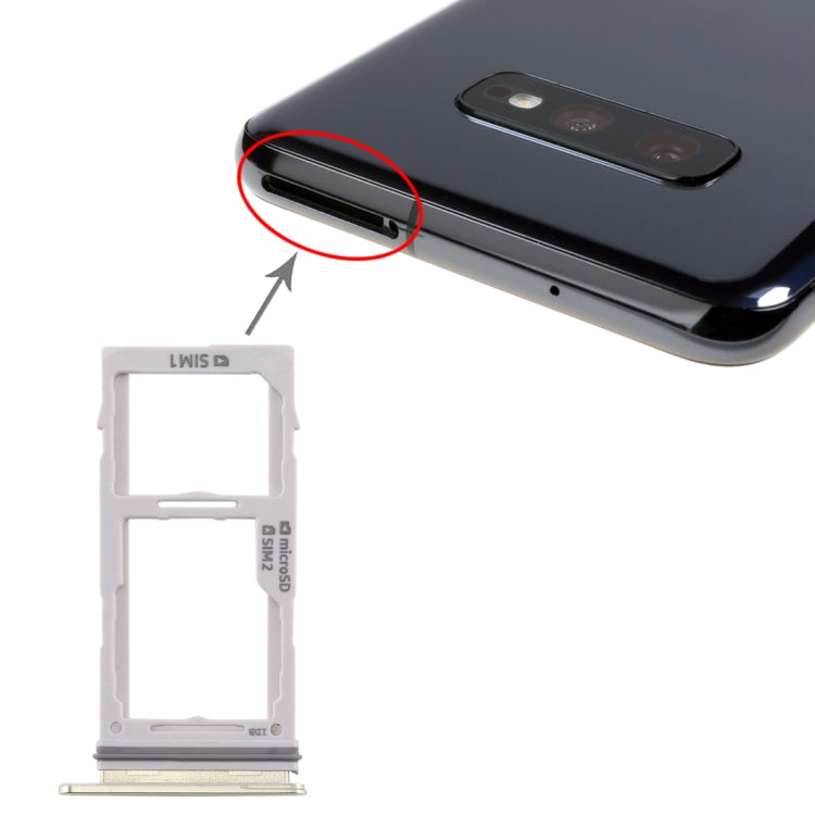 Per Galaxy S10+ / S10 / S10 Vassoio SIM1 + Vassoio SIM2 / Vassoio scheda micro SD (bianco)