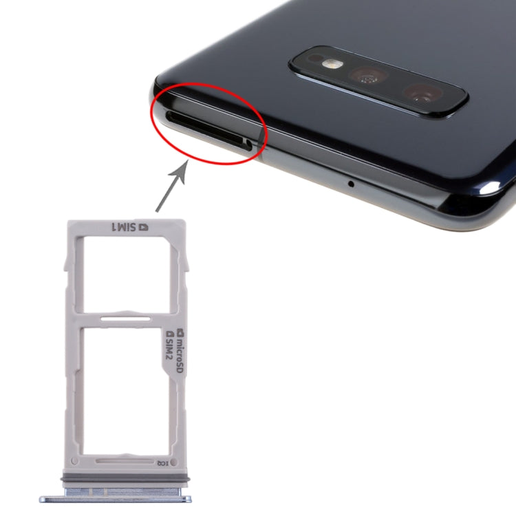 Per Galaxy S10+ / S10 / S10 Vassoio SIM1 + Vassoio SIM2 / Vassoio scheda micro SD (bianco)