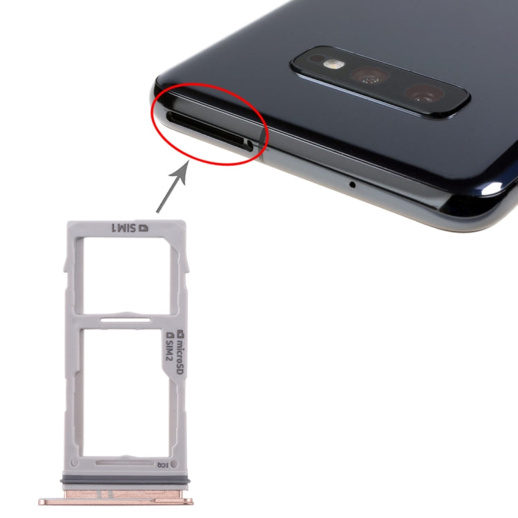 Per Galaxy S10+ / S10 / S10e Vassoio scheda SIM + Vassoio scheda SIM / Vassoio scheda micro SD, For Samsung Galaxy S10+(Double), For Galaxy S10+(Double  SIM), For Samsung Galaxy S10+(Dual), For Galaxy S10+(Double SIM), For Galaxy S10+(2 SIM)