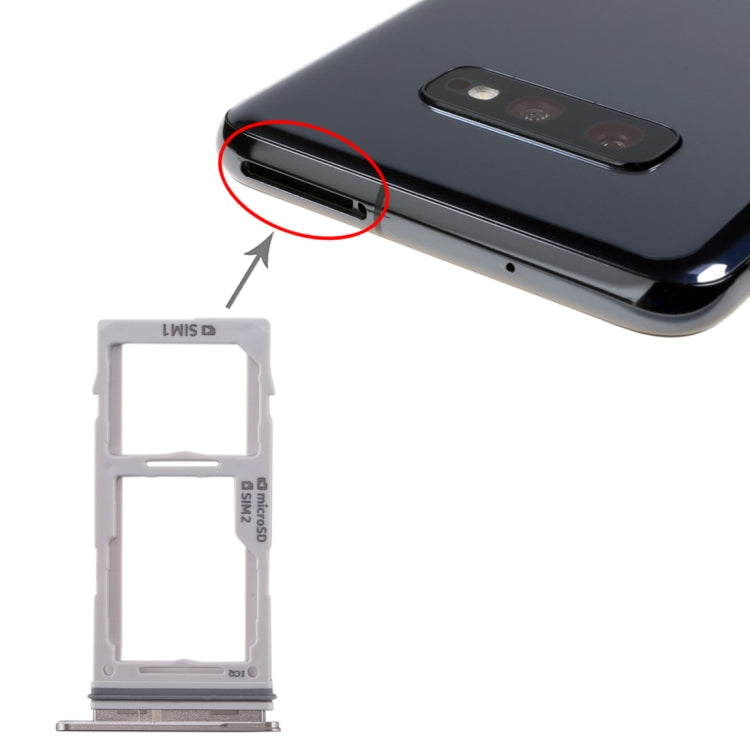 Per Galaxy S10+ / S10 / S10 Vassoio SIM1 + Vassoio SIM2 / Vassoio scheda micro SD (bianco)