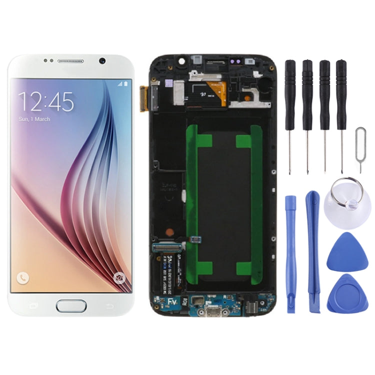 Original LCD Screen and Digitizer Full Assembly with Frame for Samsung Galaxy S6 SM-G920F, For Samsung Galaxy S6