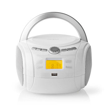 CD Player Boombox | Battery Powered / Mains Powered | Stereo | 9W | Bluetooth® | FM | USB playback | Carrying handle | White