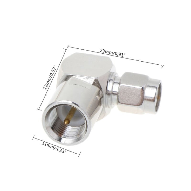 Adattatore SMA maschio a FME maschio angolo retto 50 Ohm