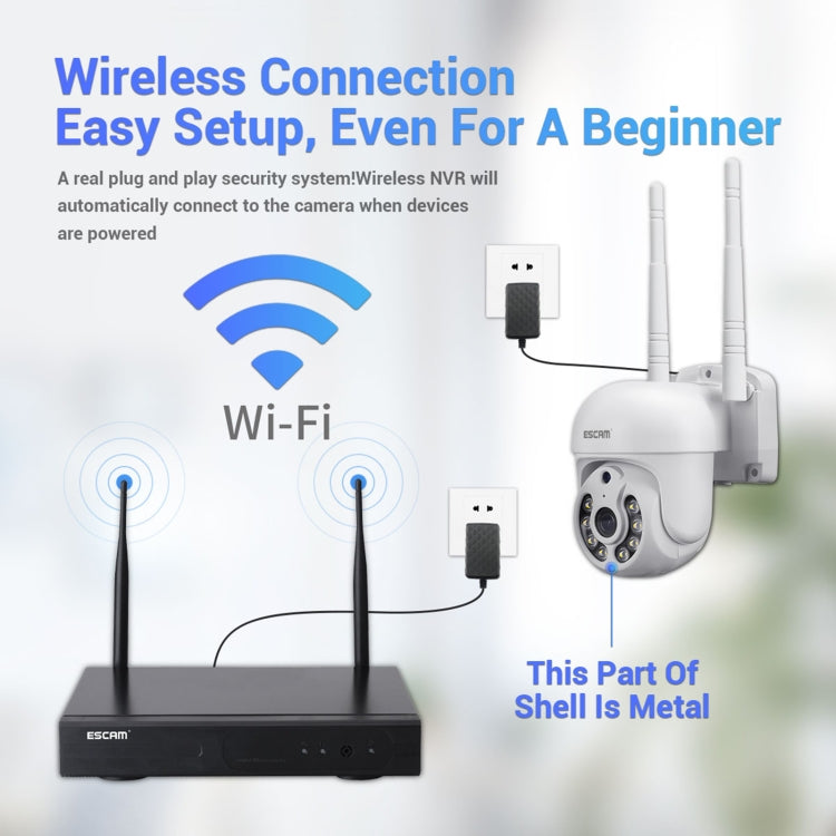ESCAM WNK714 Kit monitoraggio wireless 4 canali 3MP