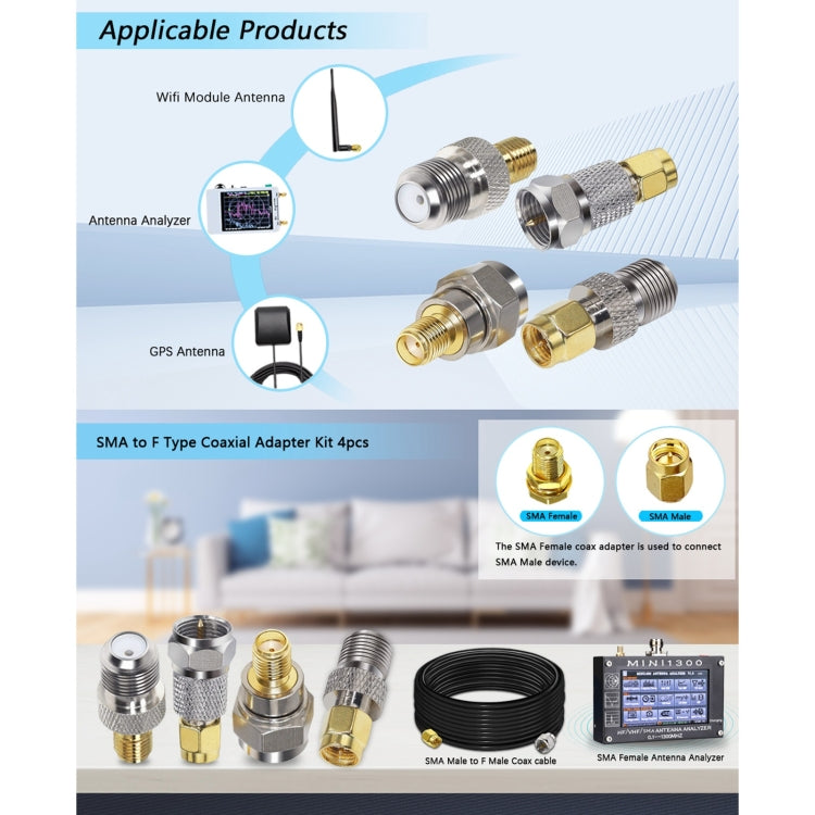 Adattatore coassiale RF 4 in 1 da F a SMA