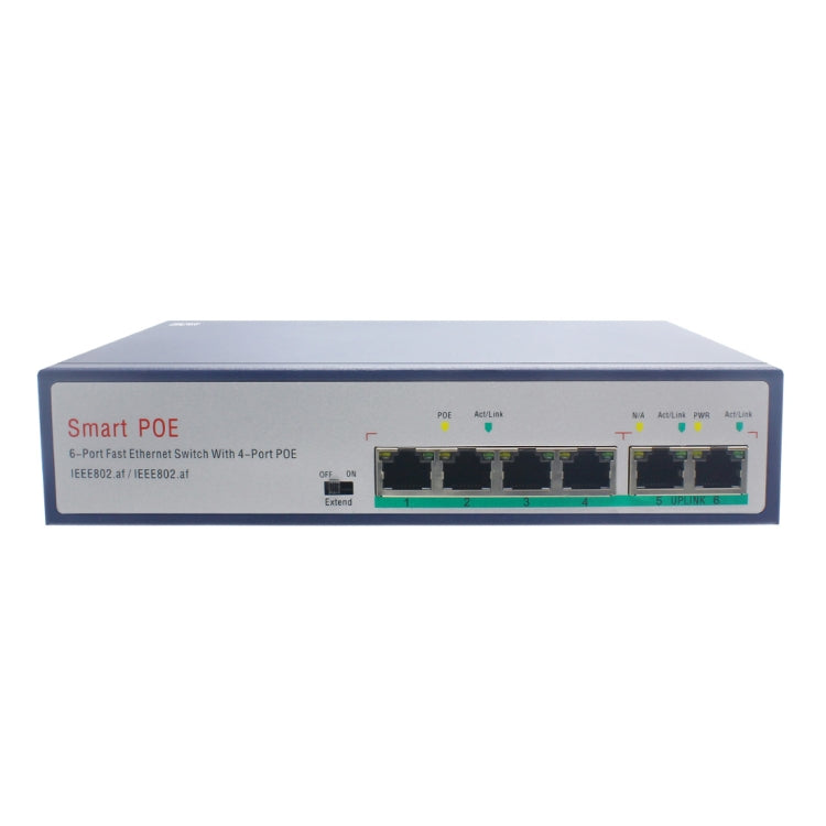 Switch Fast Ethernet ESCAM POE 4+2 a 6 porte Switch di rete POE a 4 porte 10/100M 120W, distanza di trasmissione: 150 m, 6 Ports