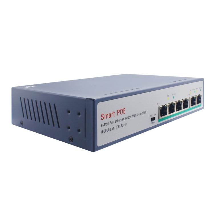 Switch Fast Ethernet ESCAM POE 4+2 a 6 porte Switch di rete POE a 4 porte 10/100M 120W, distanza di trasmissione: 150 m, 6 Ports