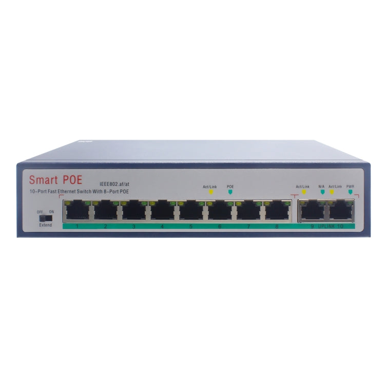 Switch Fast Ethernet ESCAM POE 8+2 a 10 porte Switch di rete POE 10/100M 120W a 8 porte, distanza di trasmissione: 150 m, 10 Ports