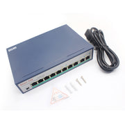 Switch Fast Ethernet ESCAM POE 8+2 a 10 porte Switch di rete POE 10/100M 120W a 8 porte, distanza di trasmissione: 150 m, 10 Ports