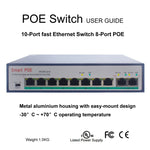 Switch Fast Ethernet ESCAM POE 8+2 a 10 porte Switch di rete POE 10/100M 120W a 8 porte, distanza di trasmissione: 150 m, 10 Ports