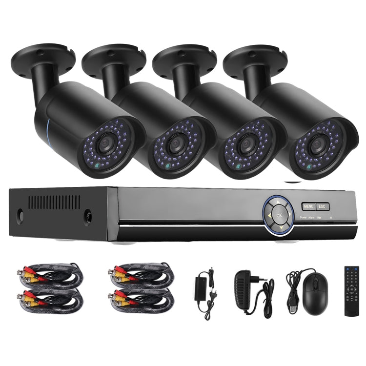 A4B5 Kit DVR AHD a 4 canali 720P 1.0 Mega Pixel 4 telecamere bullet AHD, supporto visione notturna/rilevamento movimento, distanza IR: 20 m, A4B5 Kit