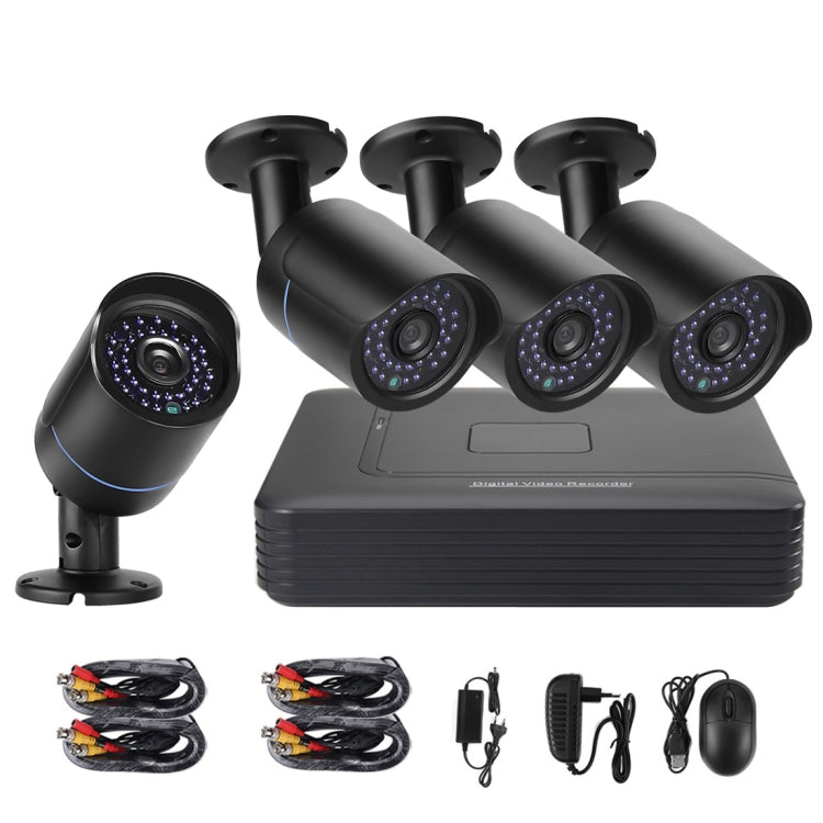 A4B5-Mini 4 canali 720P 1.0 Mega Pixel 4 telecamere bullet AHD Kit DVR AHD, supporto visione notturna/rilevamento movimento, distanza IR: 20 m, A4B5-Mini Kit