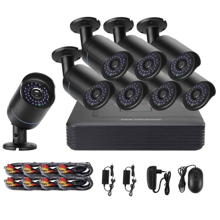 A8B5-Mini 8 canali 1080P 2.0 Mega Pixel 8 telecamere bullet AHD Kit mini DVR AHD, supporto visione notturna/rilevamento movimento, distanza IR: 20 m, A8B5-Mini Kit