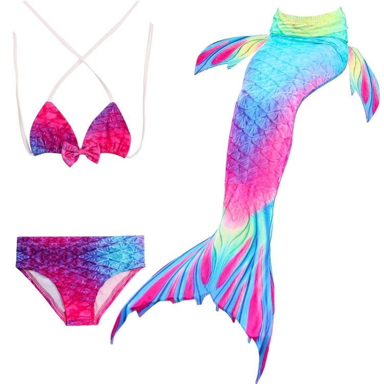 3 pezzi/set bambini che nuotano code di sirena bikini cosplay costumi da bagno a sirena, dimensioni: 110 (magenta+blu), Size: 110