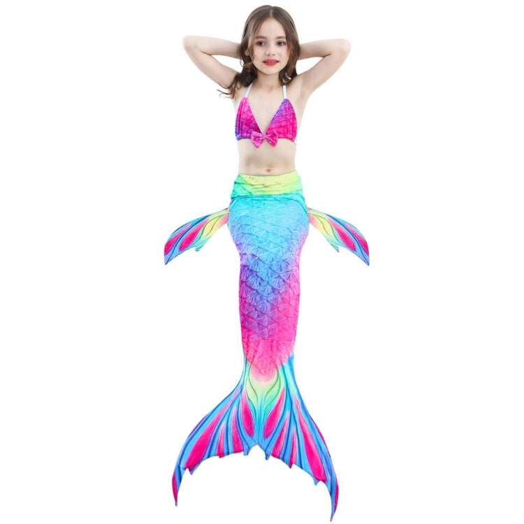 3 pezzi/set bambini che nuotano code di sirena bikini cosplay costumi da bagno a sirena, dimensioni: 110 (magenta+blu), Size: 110