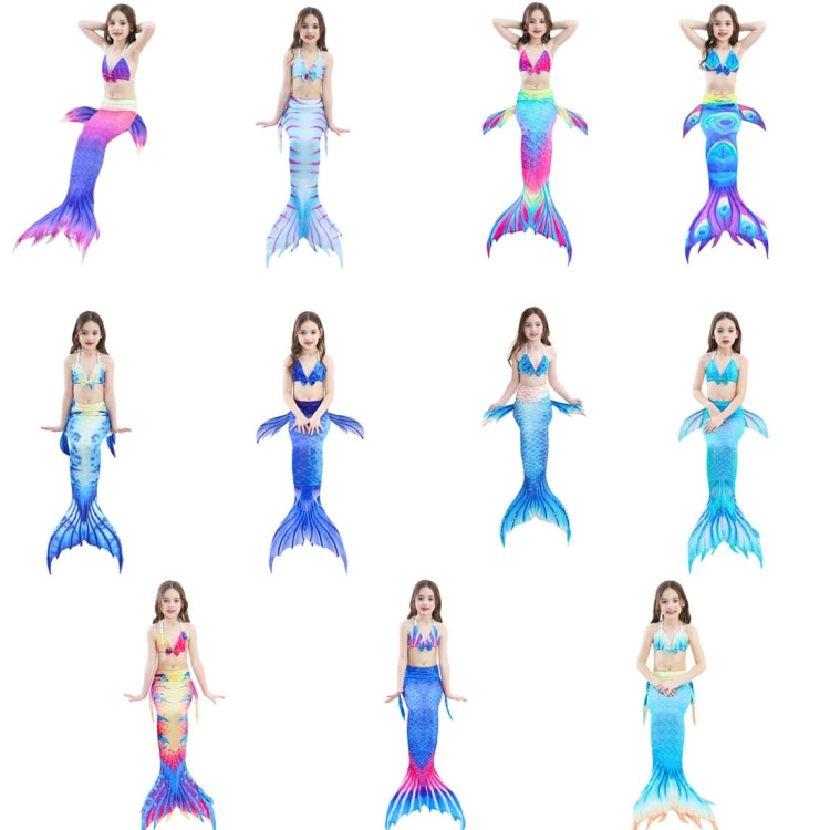 3 pezzi/set bambini che nuotano code di sirena bikini cosplay costumi da bagno a sirena, dimensioni: 110 (magenta+blu), Size: 110