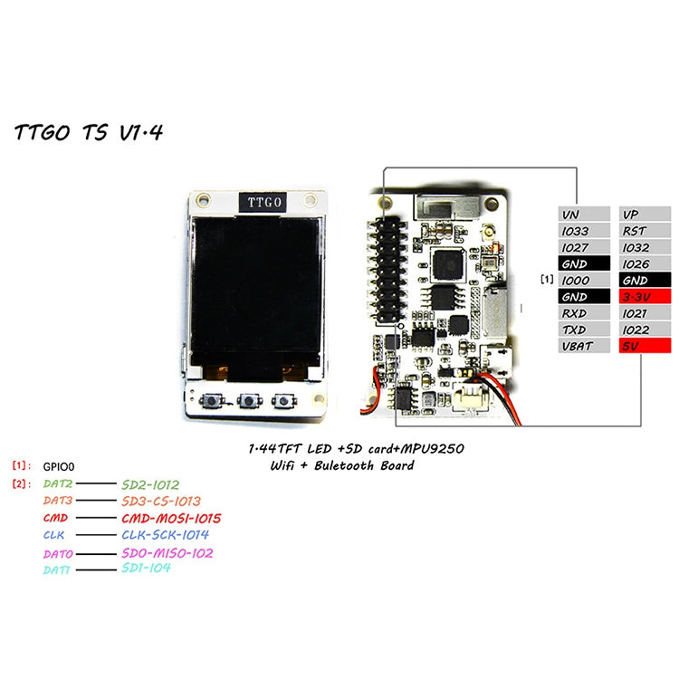 Modulo Bluetooth WiFi TTGO TS V1.4 ESP32 Scheda SD MPU9250, V1.4