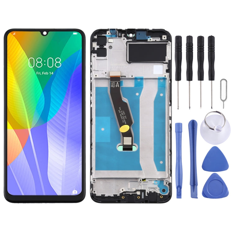 Schermo LCD e digitalizzatore assemblato completo con cornice per Huawei Y6p, For Huawei Y6p