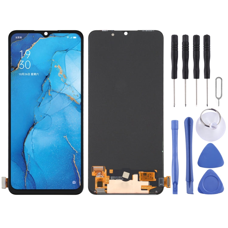 Schermo LCD e digitalizzatore in materiale AMOLED originale assemblaggio completo per OPPO Reno3 CPH2043 / A91/ PCPM00 / CPH2001 / CPH2021 / F15 / CPH2001 / Find X2 Lite / CPH2005 / K7 5G / F17 CPH2095, For OPPO Reno3