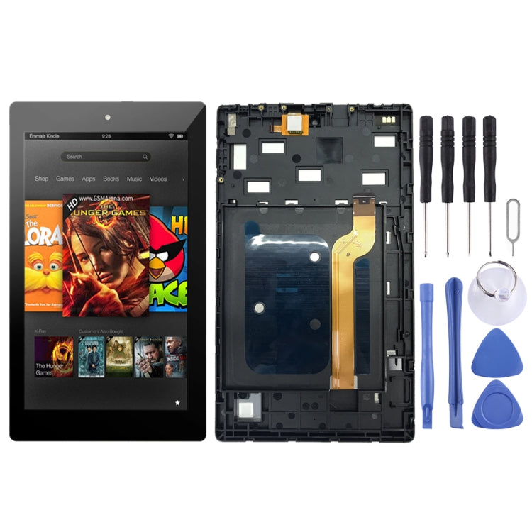 LCD Screen and Digitizer Full Assembly with Frame for Amazon Kindle Fire HD 7 2019 9th M8S26G, For Amazon Kindle Fire HD 7 2019