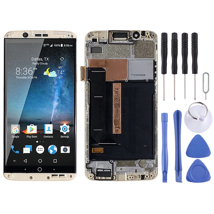 AMOLED Material LCD Screen and Digitizer Full Assembly with Frame for ZTE Axon 7 A2017 A2017U A2017G, For ZTE Axon 7