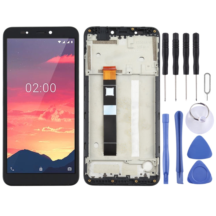 Original LCD Screen and Digitizer Complete Assembly with Frame for Nokia C2, For Nokia C2