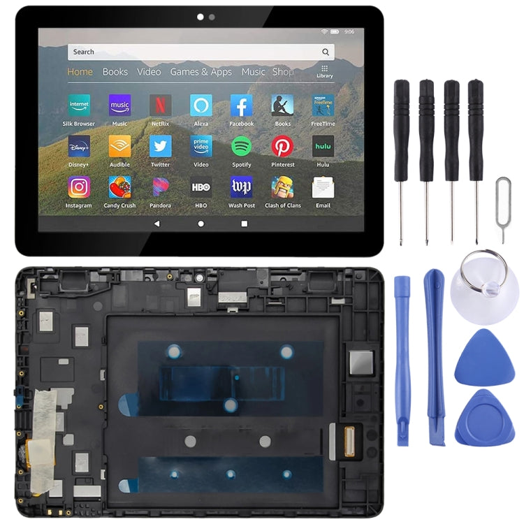 LCD Screen and Digitizer Full Assembly with Frame for Amazon Fire HD 8 2020 10th Gen K72LL4, For Amazon Fire HD 8 2020