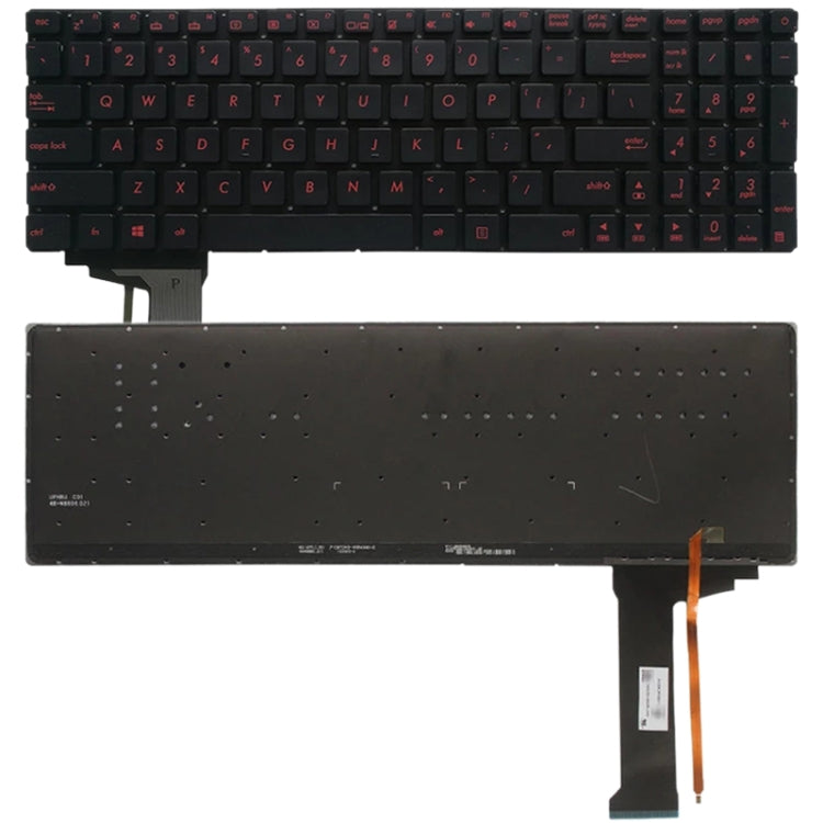 Tastiera versione USA con retroilluminazione per Asus GL552 GL552J GL552JX GL552V GL552VL GL552VW N552VW N552VX G771JM G771JW, For Asus GL552(Black with Backlight), For Asus GL552(Silver with Backlight)