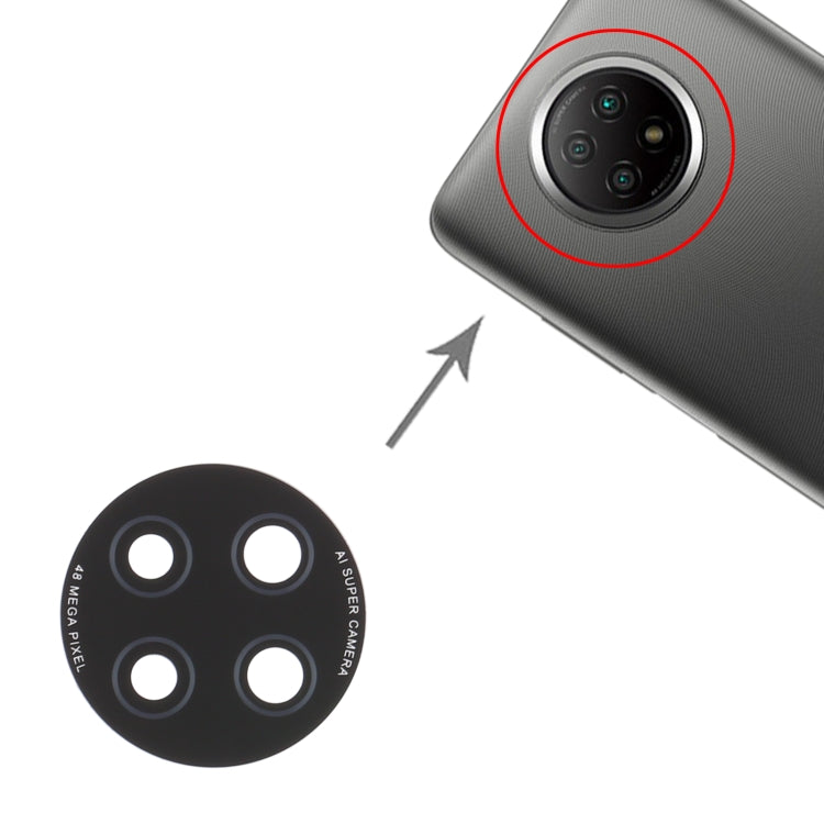 10pcs Rear Camera Lens For Xiaomi Redmi Note 9 5G M2007J22C, For Xiaomi Redmi Note 9 5G