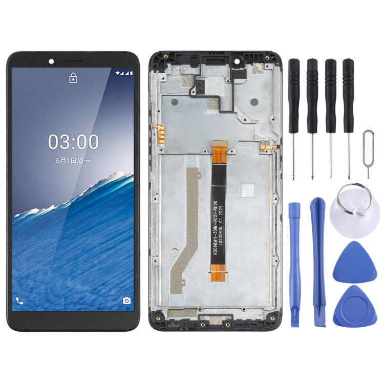 LCD Screen and Digitizer Complete Assembly with Frame for Nokia C3, For Nokia C3