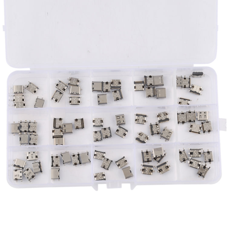 75pcs/Set USB Type C Charging Port Connector 6Pin/12Pin/16Pin/14Pin/24Pin for Huawei/Samsung/Xiaomi etc., 75 PCS/Set