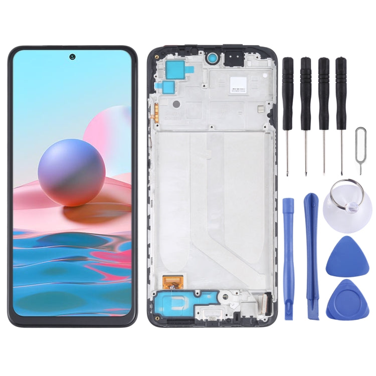 Schermo LCD in materiale OLED e digitalizzatore assemblaggio completo con cornice per Xiaomi Redmi Note 10 4G / Redmi Note 10s 4G / Redmi Note 11 SE India / Poco M5s M2101K7AI M2101K7AG M2101K7BG M2101K7BI M2101K7BNY