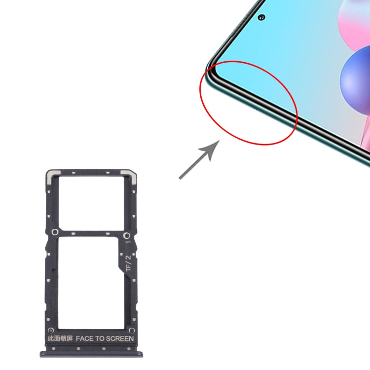 Vassoio scheda SIM + Vassoio scheda SIM/Vassoio scheda micro SD per Xiaomi Redmi Note 10 5G / Poco M3 Pro 5G / Redmi Note 10T 5G M2103K19G M2103K19C M2103K19PG M2103K19PI, For Xiaomi Redmi Note 10 5G