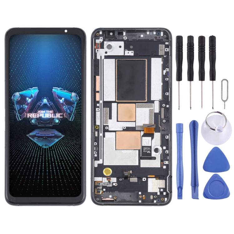 Schermo LCD in materiale OLED e digitalizzatore assemblaggio completo con cornice per telefono Asus ROG 5 ZS673KS, For Asus ROG Phone 5 ZS673KS