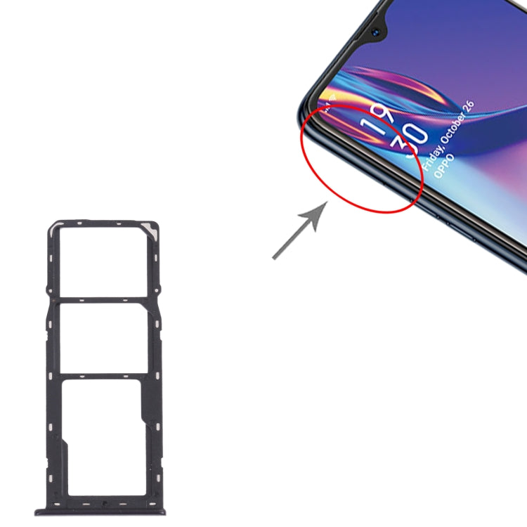 For OPPO A12 CPH2083, CPH2077 SIM Card Tray + SIM Card Tray + Micro SD Card Tray, For OPPO A12