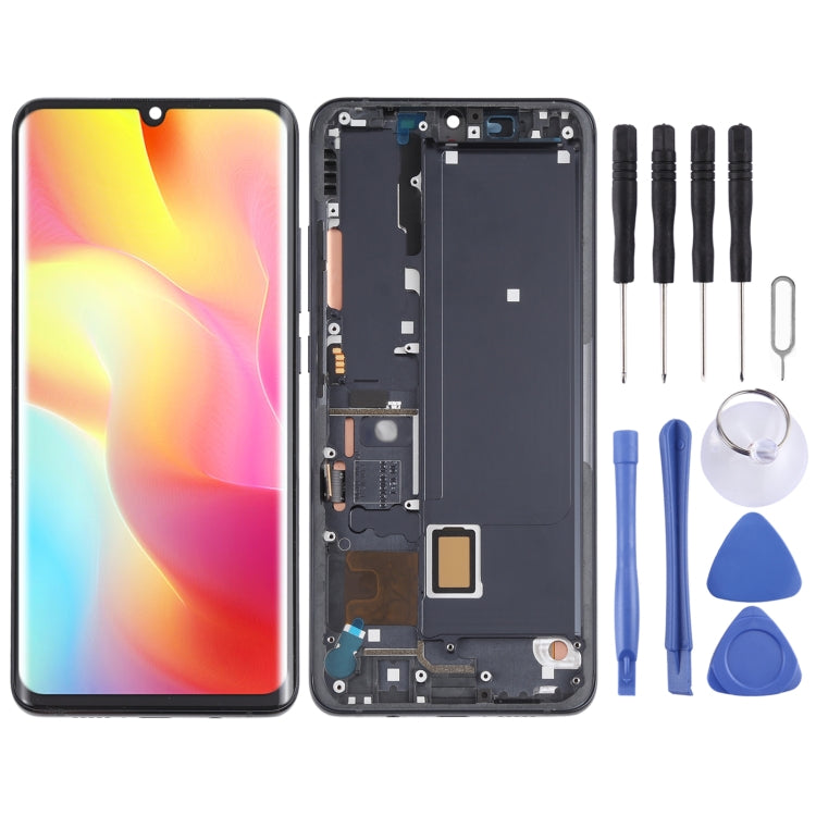 AMOLED LCD Screen and Digitizer Full Assembly with Frame for Xiaomi Mi Note 10 Lite M2002F4LG, For Xiaomi Mi Note 10 Lite (AMOLED)